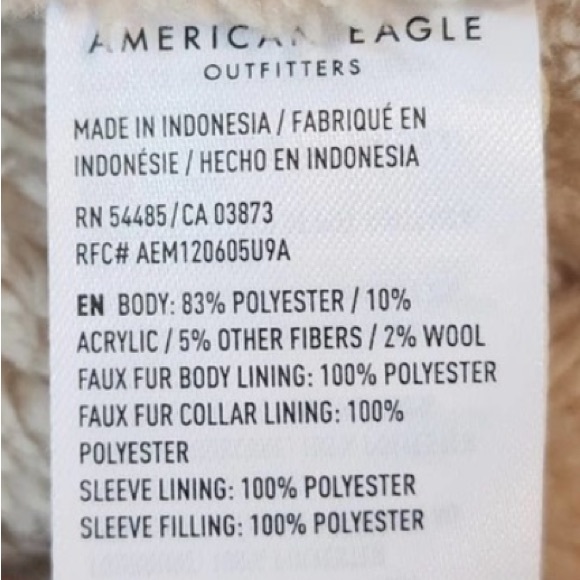 American Eagle plaid tan cream oversized sherpa lined button down sweater jacket - Picture 3 of 9